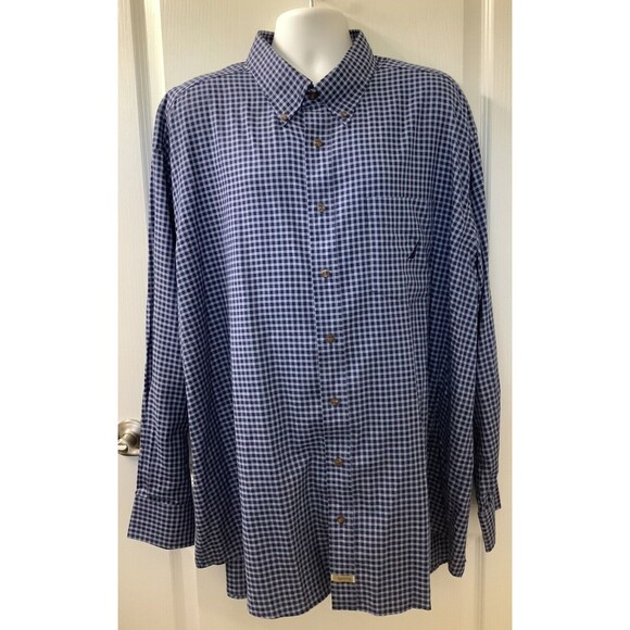 Nautica Shirt Mens 3X Traveler Long Sleeve Button Up Blue Check - Picture 1 of 9